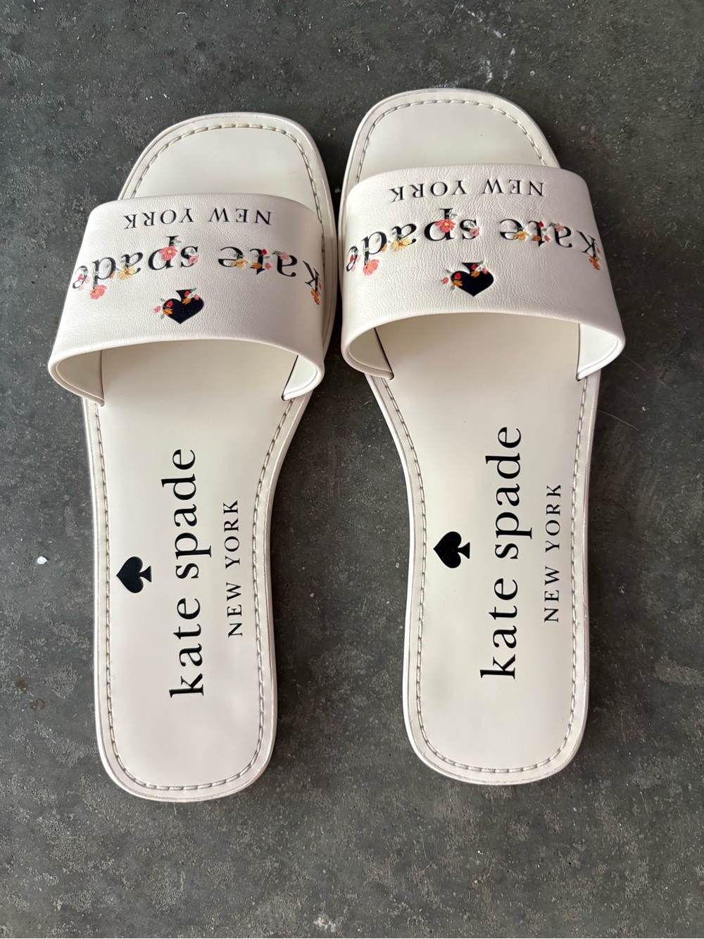 kate spade Cream Logo Floral Slide Sandals